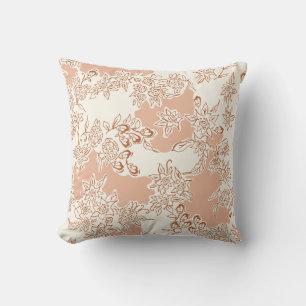 Colour-Blocked Doodle Floral Cushion