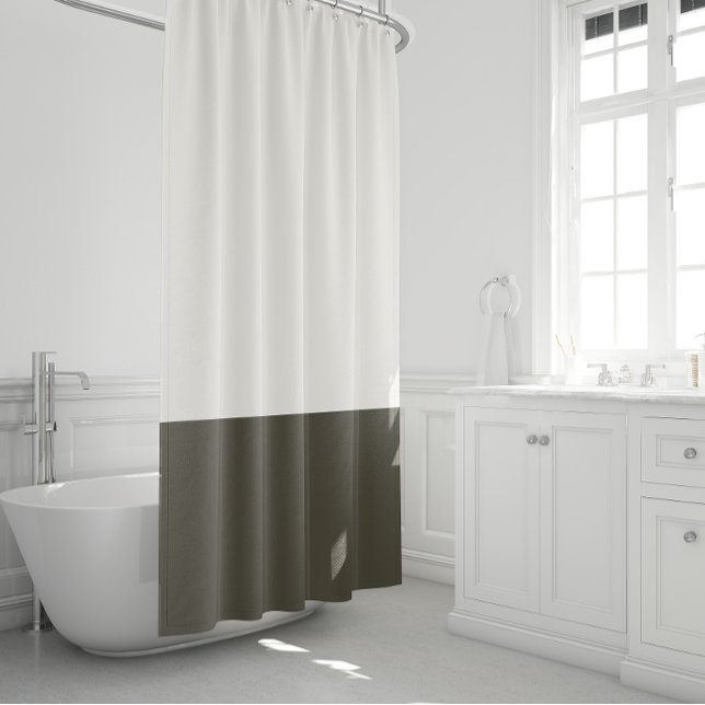 Colour-blocked shower curtain natural&dark green (Creator Uploaded)