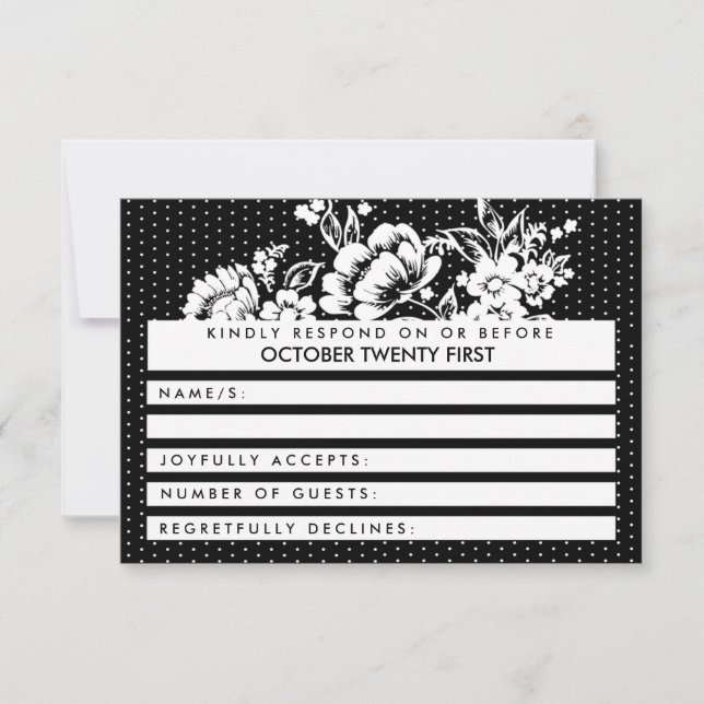 Colour Blocking Mod Polka Dots RSVP Wedding Card (Front)