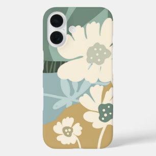 Colour Blocks Cosmos Flowers Silhouettes Modern iPhone 16 Case