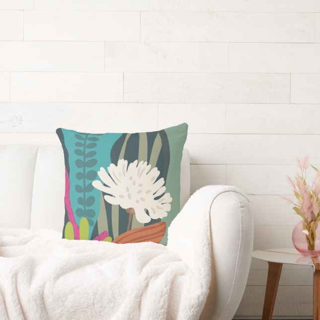 Colour Blocks Floral Silhouette Modern  Cushion (Couch)