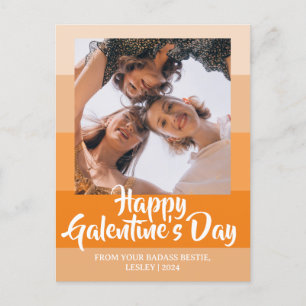 Colour Blocks Heart Happy Galentines day bestie Holiday Postcard