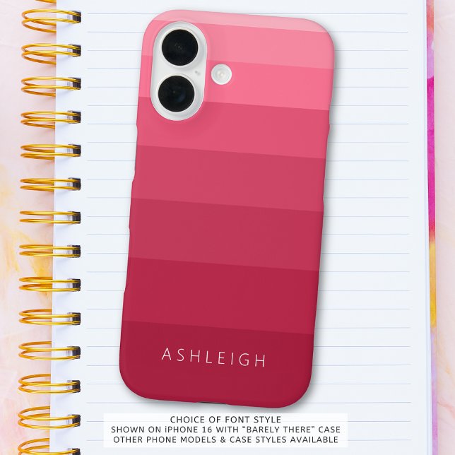 Colour Blocks Magenta Pink Monochromatic Name Case-Mate iPhone Case (Creator Uploaded)