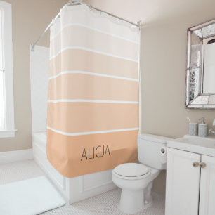 Colour Blocks Peach Fuzz   Elegant Name Shower Curtain