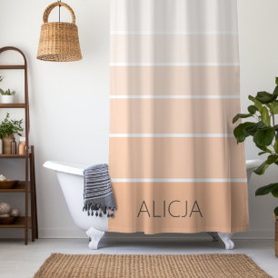 Colour Blocks Peach Fuzz Elegant Name Shower Curtain