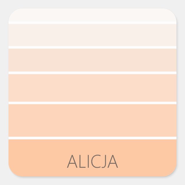 Colour Blocks Peach Fuzz | Elegant Name Square Sticker (Front)