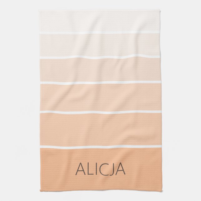 Colour Blocks Peach Fuzz | Elegant Name Tea Towel (Vertical)