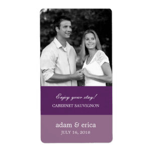 Colour Blocks Wedding Wine Labels (Purple)