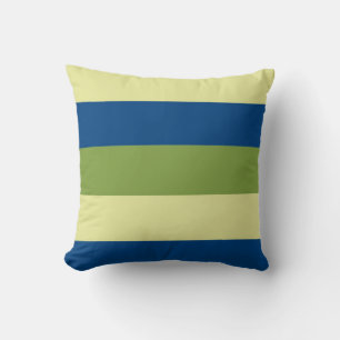 Colour Blue Green  Light-Yellow Retro Stripes Cushion