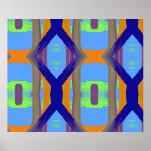 Colour Blue Green Orange Customised Art Pattern Poster (Front)