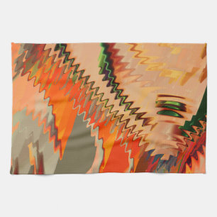 Colour breakage with zigzag or wave effect tea towel