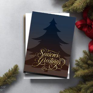 Colour & Brown Season's Greetings Christmas Tree Holiday Card