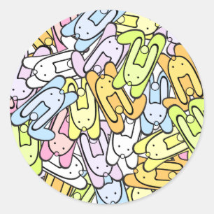 colour bunnies classic round sticker