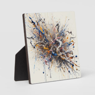 Colour Burst Abstract Art – Energetic Paint Splash Plaque