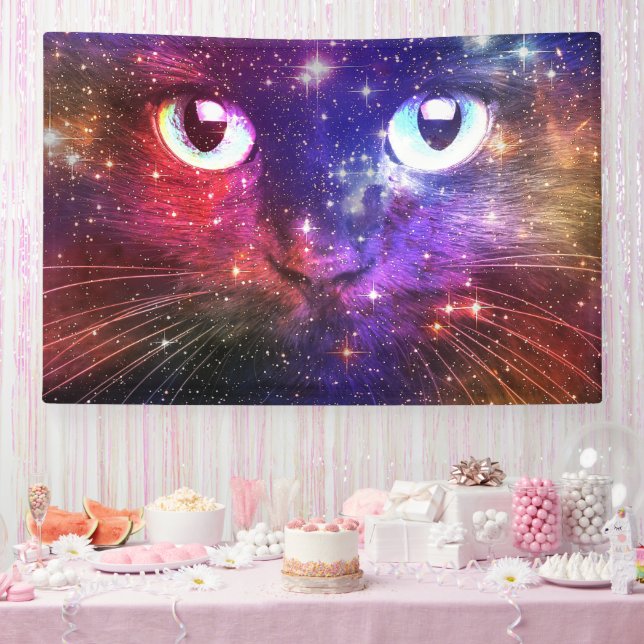 Colour Burst Galaxy Cat  Banner (Party)