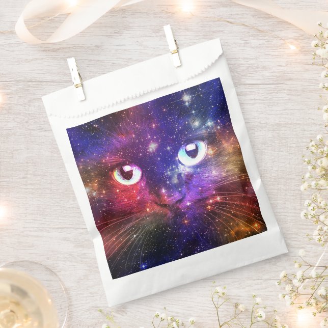 Colour Burst Galaxy Cat  Favour Bags (Clipped)
