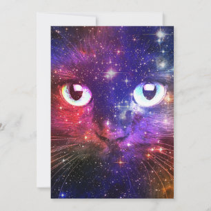 Colour Burst Galaxy Cat  Invitation