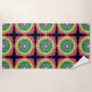 Colour Burst Rainbow Prism Mandala Beach Towel