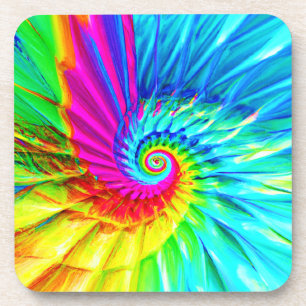 Colour Burst Spiral Pattern Art Coaster