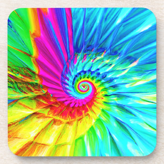 Colour Burst Spiral Pattern Art Coaster (Front)