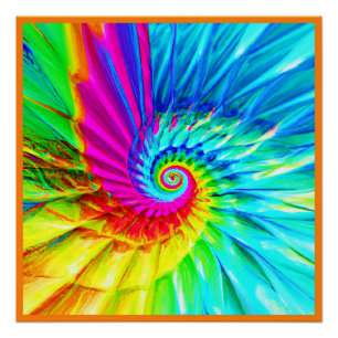 Colour Burst Spiral Pattern Art Poster
