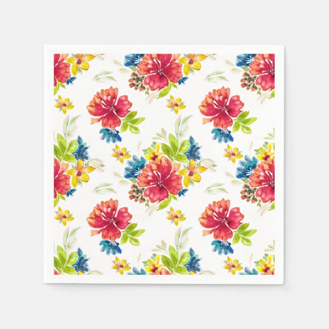 Colour Burst Watercolor Floral Napkins (Front)