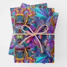 Colour Burst Wrapping Paper Flat Sheet Set of 3