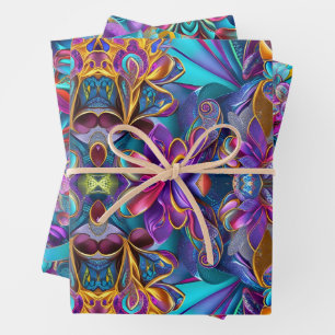 Colour Burst Wrapping Paper Flat Sheet Set of 3