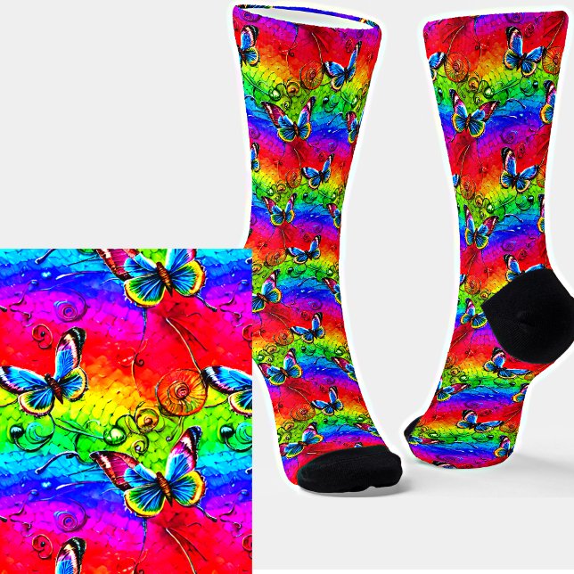 Colour Butterflies on Rainbow Socks (Creator Uploaded)