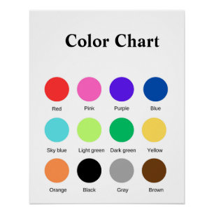 Colour chart school teacher kids chart editable