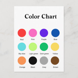 Colour chart school teacher kids chart editable  postcard