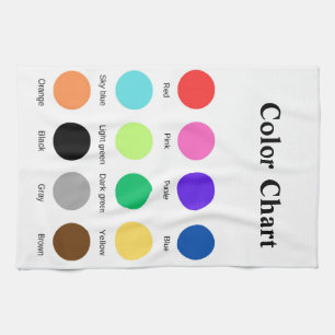 Colour chart school teacher kids chart editable tea towel