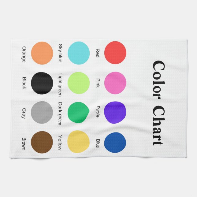Colour chart school teacher kids chart editable  tea towel (Horizontal)
