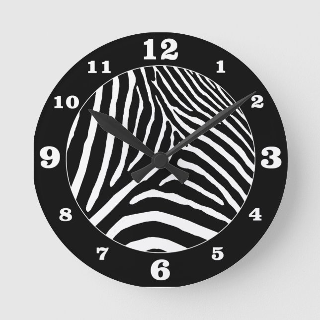 Colour Choice Zebra- Black Round Clock (Front)