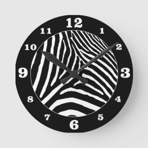 Colour Choice Zebra- Black Round Clock