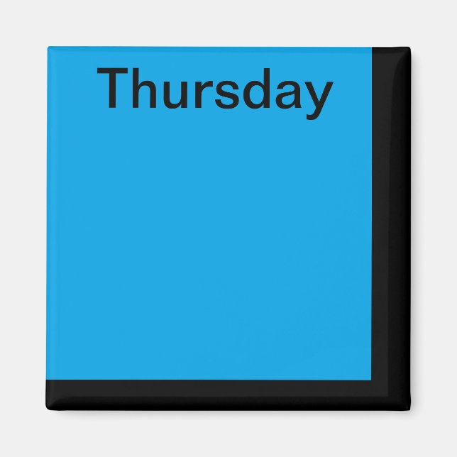 Colour Code Day of Week Magnet Calendar Visual Too (Front)