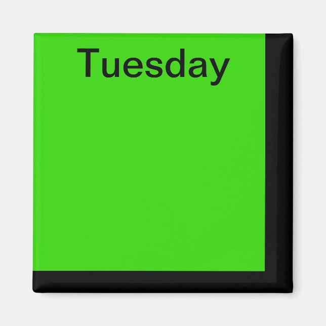 Colour Code Day of Week Magnet Calendar Visual Too (Front)