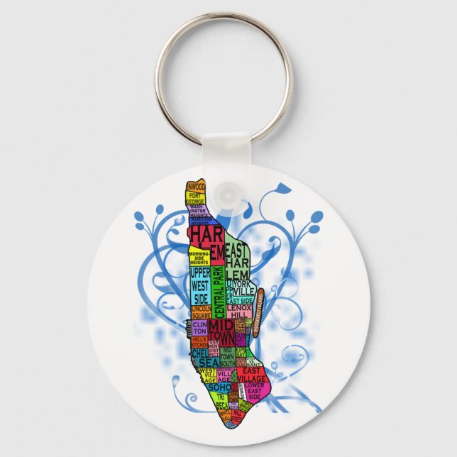 Colour Coded Manhattan Map Key Ring (Front)