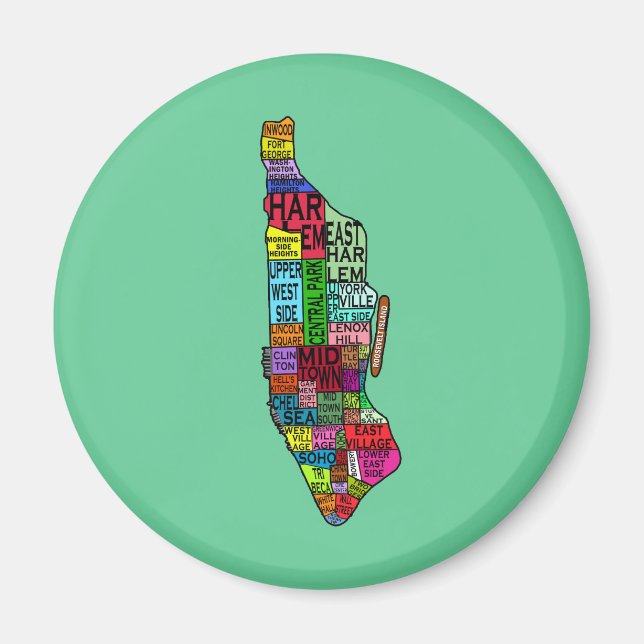 Colour Coded Manhattan NYC Tshirts, Hoodies Magnet (Front)