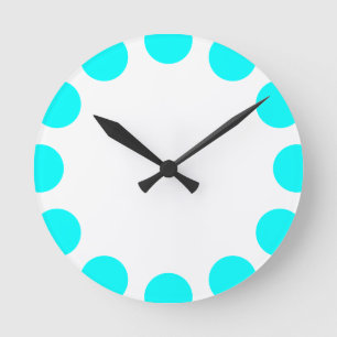 Colour Crescent - Cyan and White Round Clock