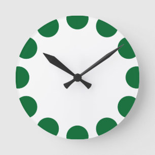Colour Crescent - Forest Green with White Round Clock