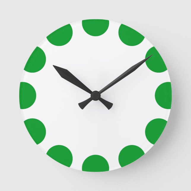 Colour Crescent - Grass Green with White Round Clock (Front)