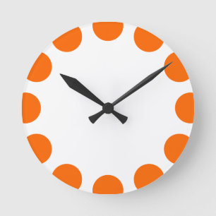 Colour Crescent - Orange and White Round Clock