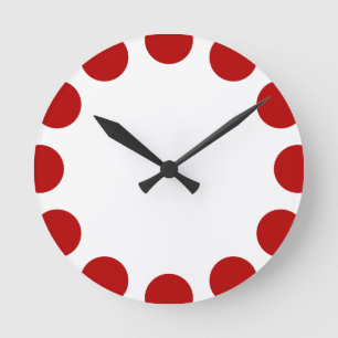 Colour Crescent - Ruby with White Round Clock