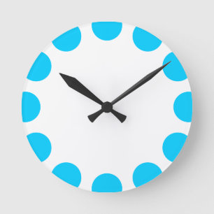 Colour Crescent - Sky Blue with White Round Clock