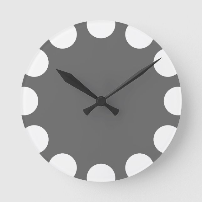Colour Crescent - White with Grey Round Clock (Front)