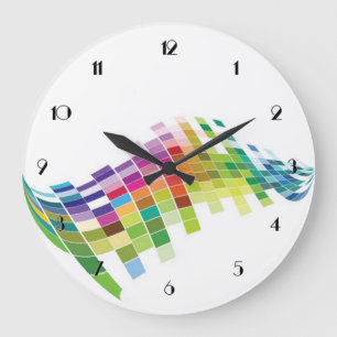 Colour Cube Pixels White Wall Clock