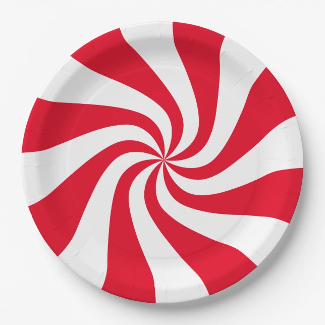 Colour Customisable Candy Cane Paper Plate (Front)