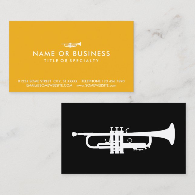 Colour Customisable Simple Trumpet Business Card (Front/Back)