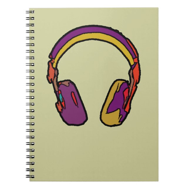 colour dj headphone spiral notebook (Front)